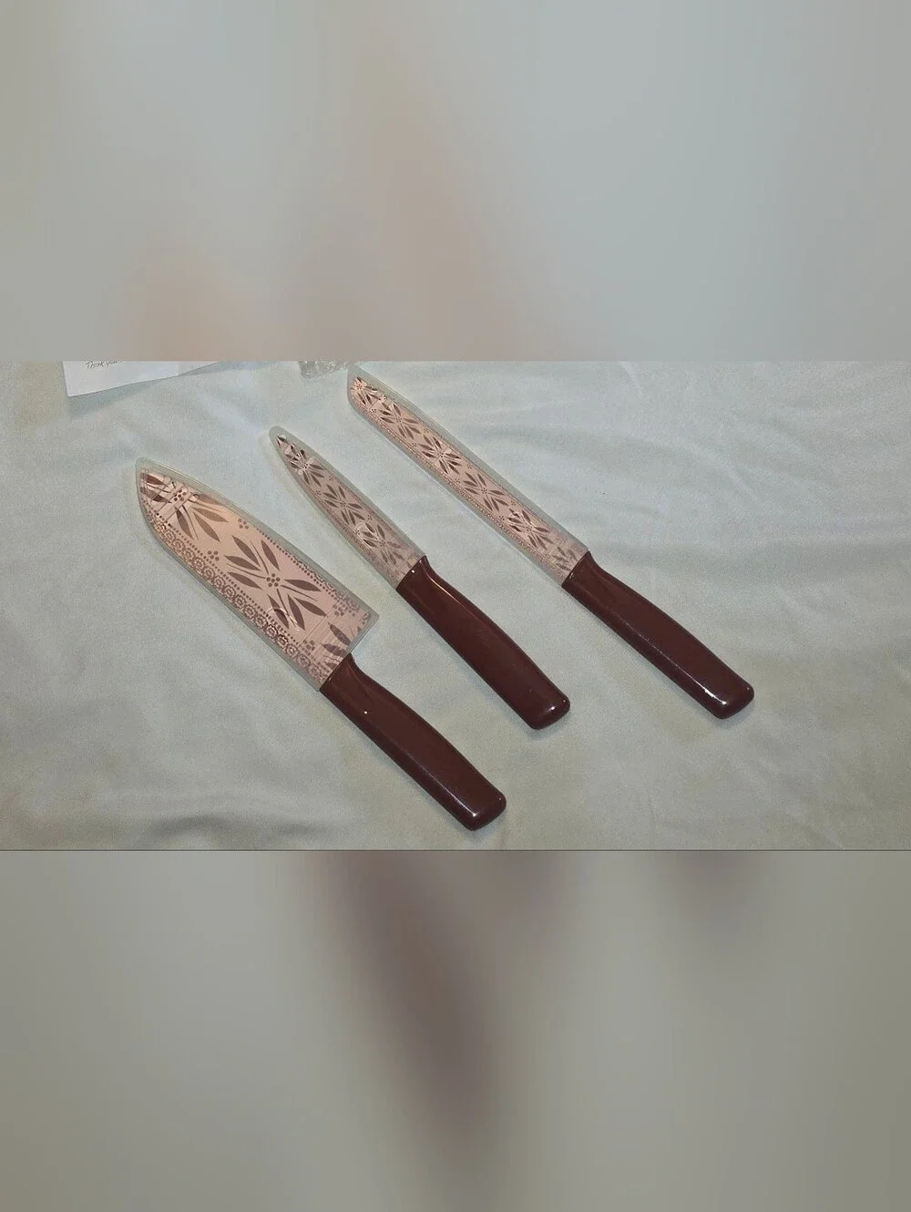 Three Piece Steel Knife Set Temptations Old World By Kuhn Rikon Maroon Floral
